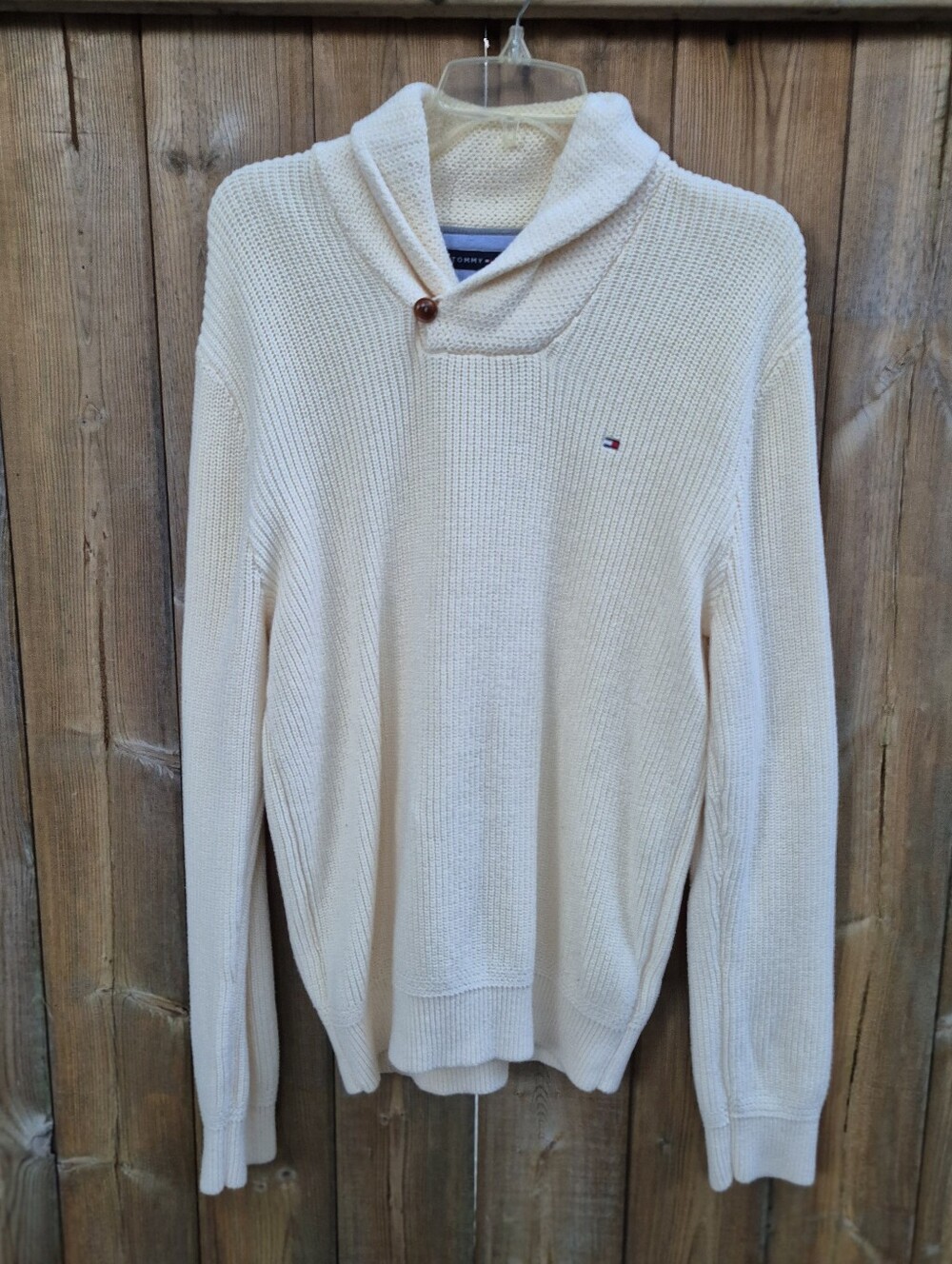 Tommy Hilfiger Size Medium  Men's Cream Shawl-Neck   Sweater